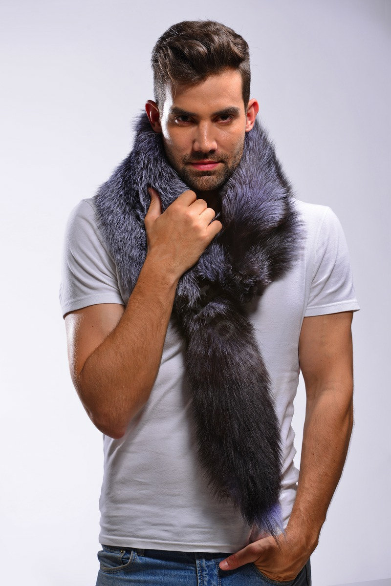 Fox fur scarf fashion women man Whole fox fur shawl winter warm tippet neck wrap - Silverblue