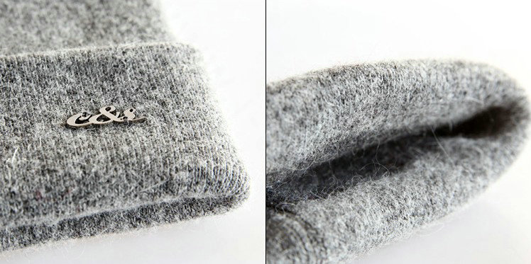 Men's fashion autumn winter genuine wool hat warm thermal casual knitted caps - Grey