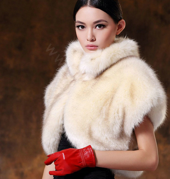 White Mink short design fur shawl Women fur vest Winter tippet Cape coat L size