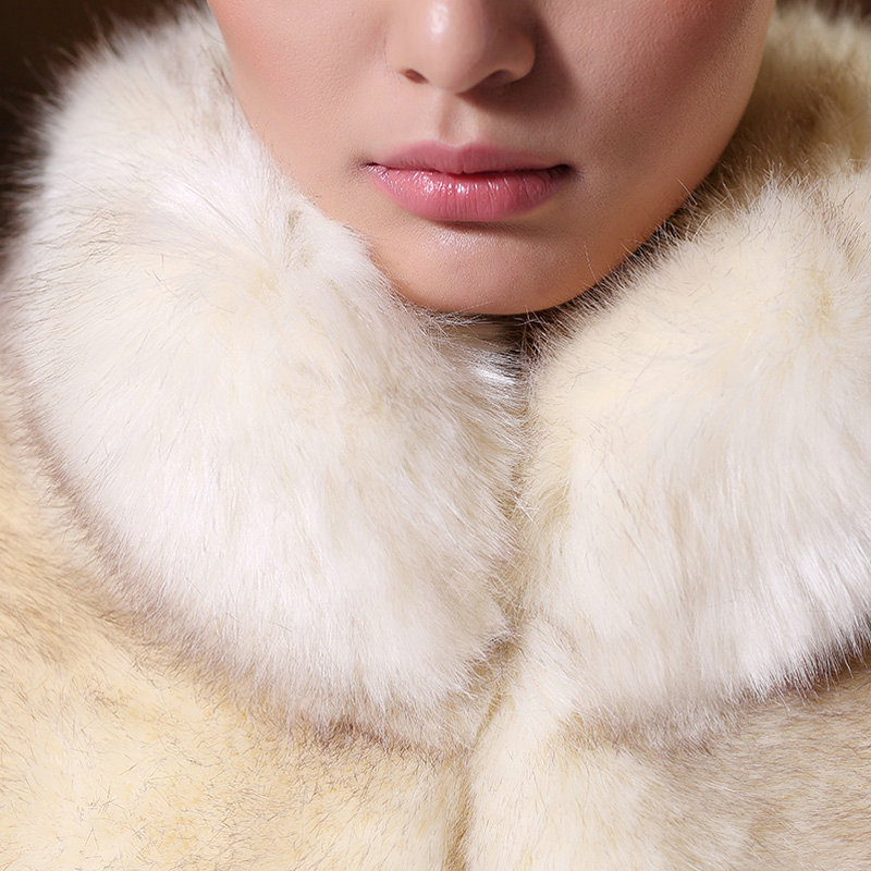 White Mink short design fur shawl Women fur vest Winter tippet Cape coat L size