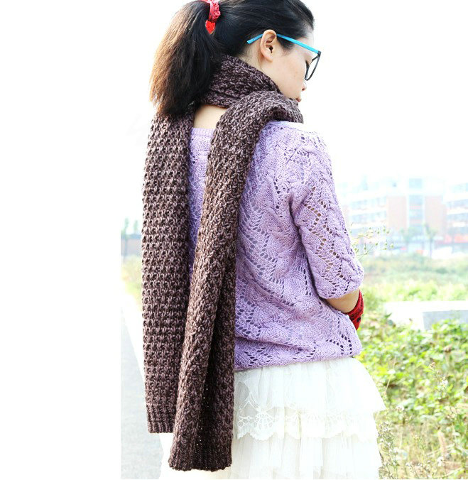 Woman Winter knitting Thicken long Wool Scarf Shawl Unisex Neck Warmer - Coffee