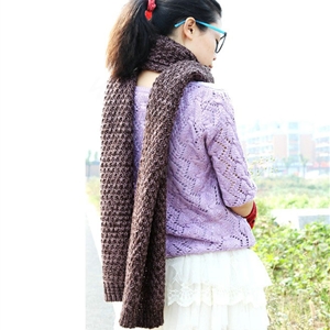 Woman Winter knitting Thicken long Wool Scarf Shawl Unisex Neck Warmer - Coffee