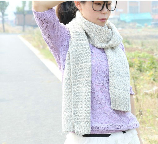 Woman Winter knitting Thicken long Wool Scarf Shawl Unisex Neck Warmer - Gray