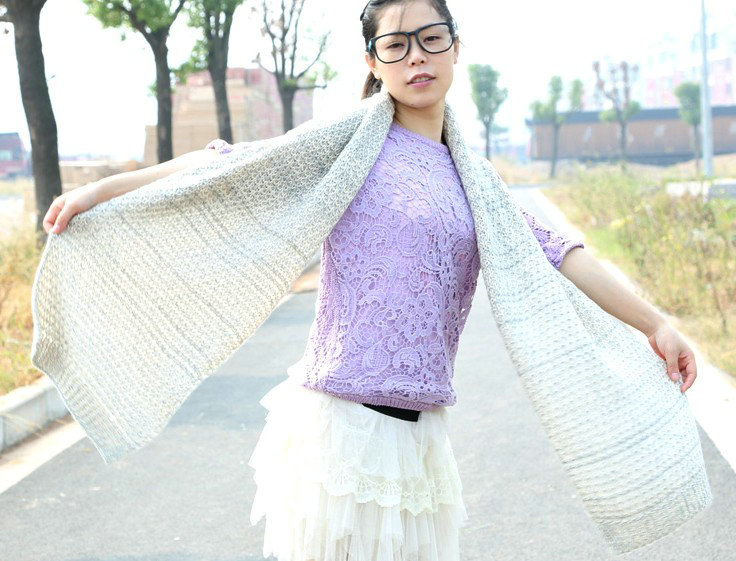 Woman Winter knitting Thicken long Wool Scarf Shawl Unisex Neck Warmer - Gray