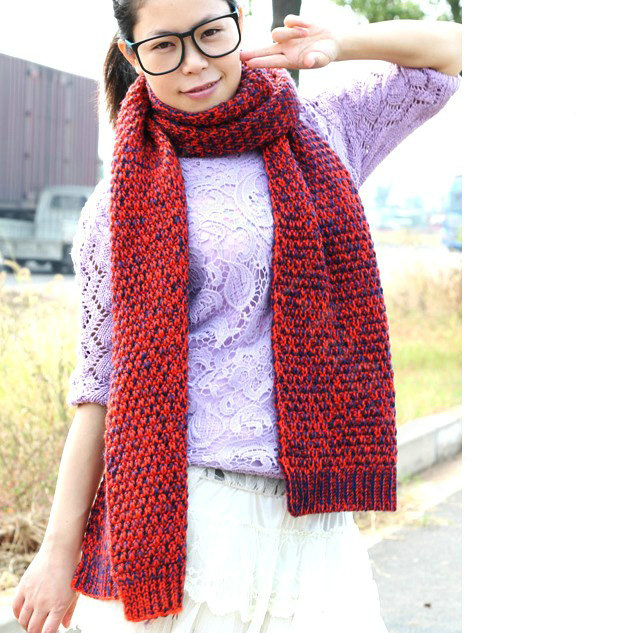 Woman Winter knitting Thicken long Wool Scarf Shawl Unisex Neck Warmer - Orange