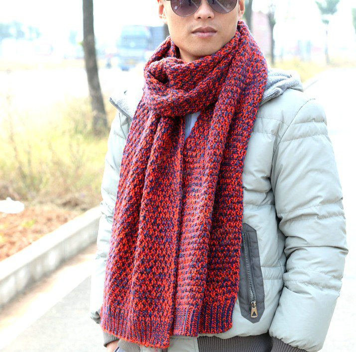Woman Winter knitting Thicken long Wool Scarf Shawl Unisex Neck Warmer - Orange