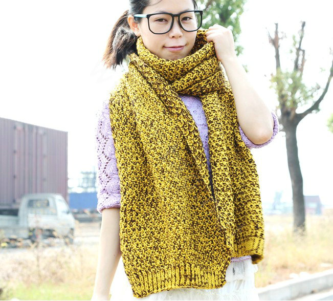 Woman Winter knitting Thicken long Wool Scarf Shawl Unisex Neck Warmer - Yellow