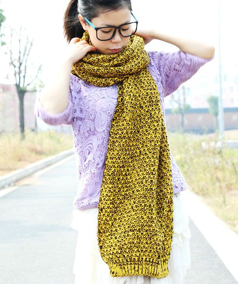 Woman Winter knitting Thicken long Wool Scarf Shawl Unisex Neck Warmer - Yellow