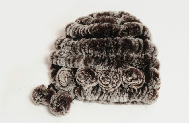 Women Knitted Rex Rabbit Fur Hats Thicker Winter Warm Ear protector Caps - Brown