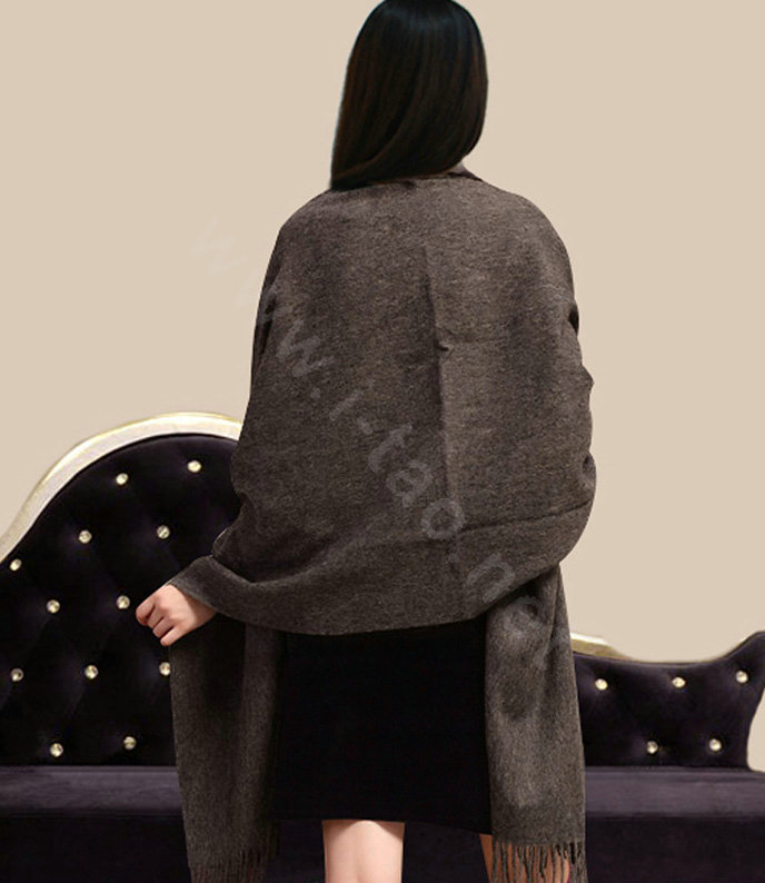 100% Wool Wraps Rabbit Fur Scarf Shawls Female Winter Warm Pashmina - Grey