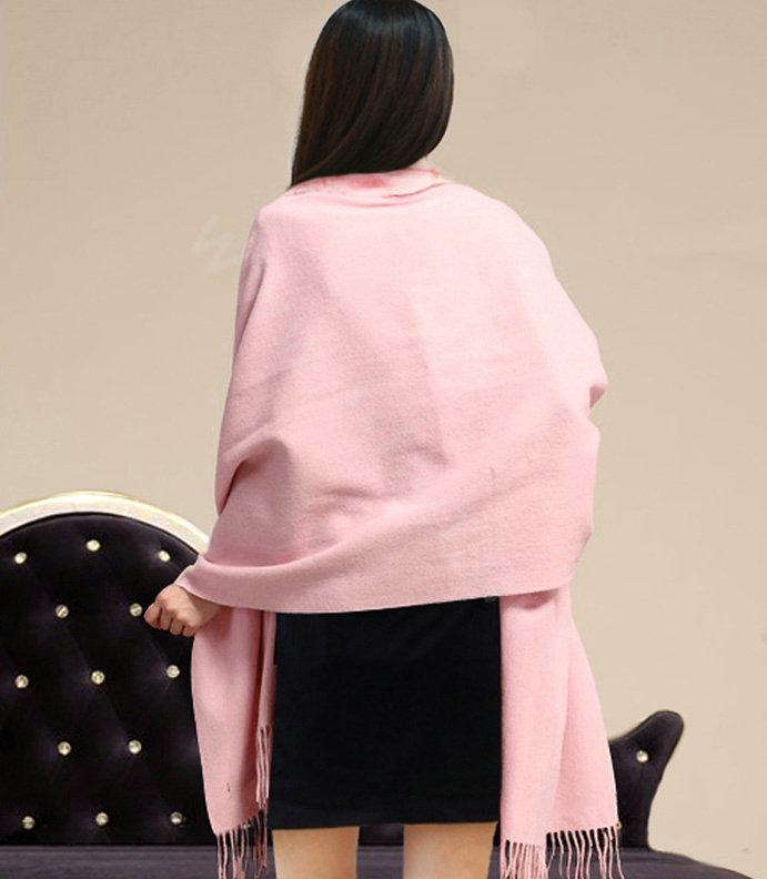 100% Wool Wraps Rabbit Fur Scarf Shawls Female Winter Warm Pashmina - Pink