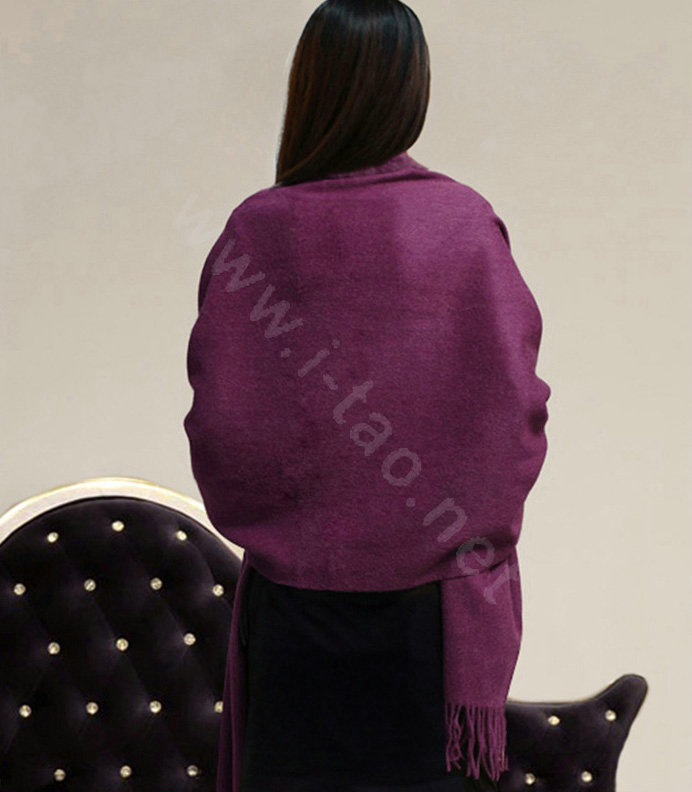 100% Wool Wraps Rabbit Fur Scarf Shawls Female Winter Warm Pashmina - Purple