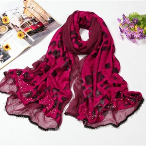 Fashion grid long scarf shawl women warm cotton silk diamond wrap scarves - Rose