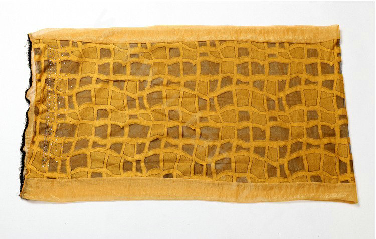 Fashion grid long scarf shawl women warm cotton silk diamond wrap scarves - Yellow