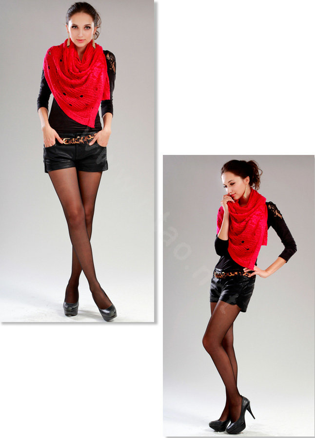 Fashion long knitted scarf shawl women warm lace woolen wrap scarves - Rose