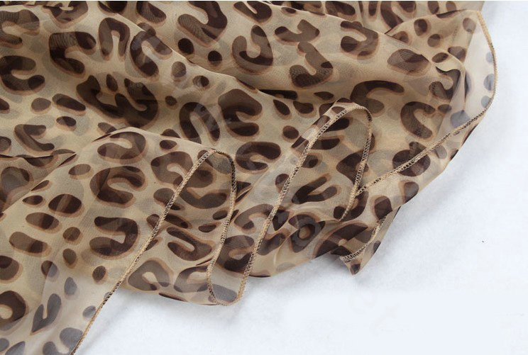 Fashion long soft animal print shawl scarf women warm silk leopard chiffon scarves - Brown