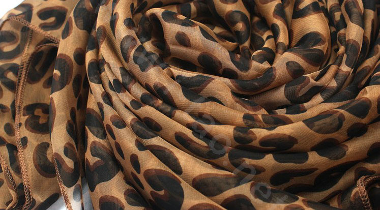 Fashion long soft animal print shawl scarf women warm silk leopard chiffon scarves - Coffee