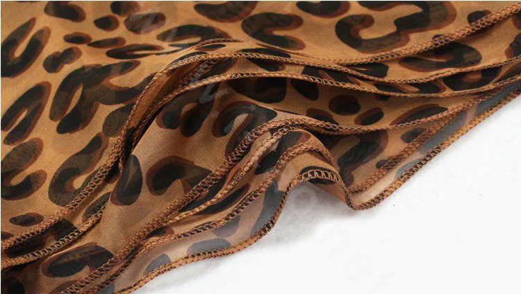Fashion long soft animal print shawl scarf women warm silk leopard chiffon scarves - Coffee