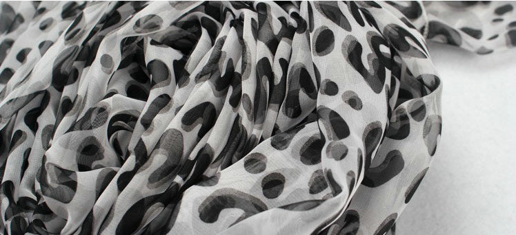 Fashion long soft animal print shawl scarf women warm silk leopard chiffon scarves - Grey