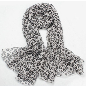 Fashion long soft animal print shawl scarf women warm silk leopard chiffon scarves - Grey