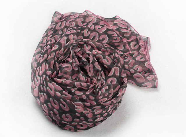 Fashion long soft animal print shawl scarf women warm silk leopard chiffon scarves - Pink