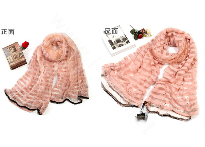 Fashion organza long scarf shawl women warm silk diamond wrap scarves - Light pink