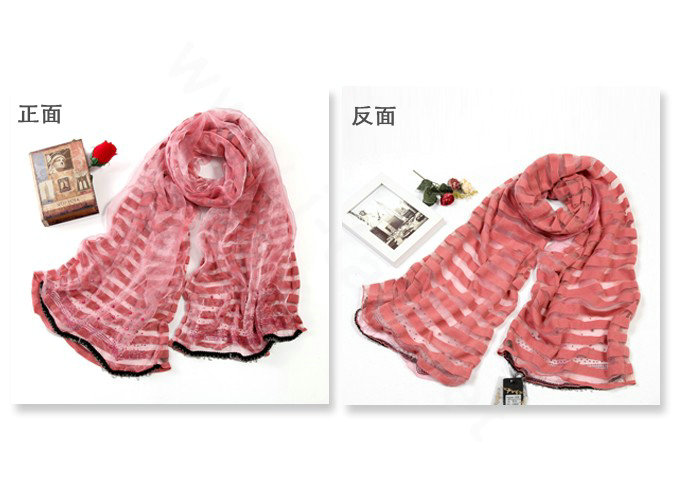 Fashion organza long scarf shawl women warm silk diamond wrap scarves - Pink