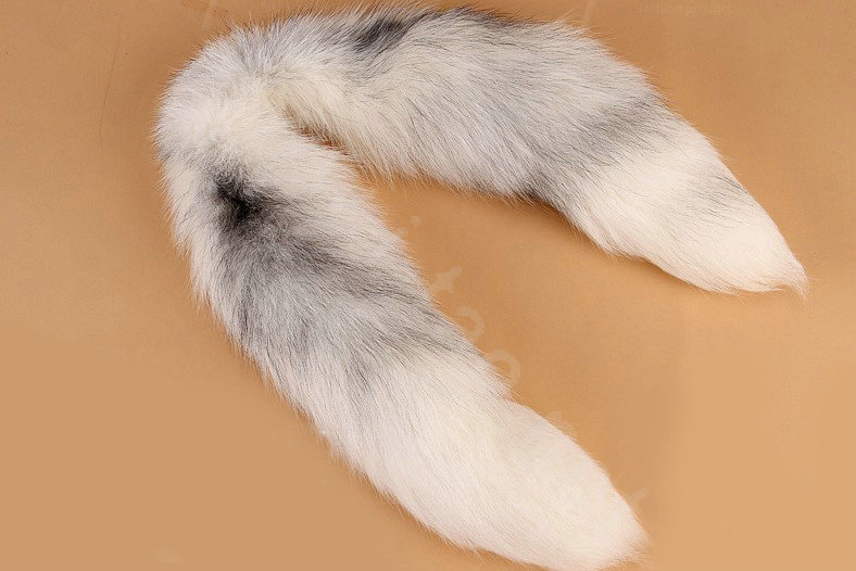 Fox fur scarf fashion women fox tail Shawl winter warm female neck wrap - White