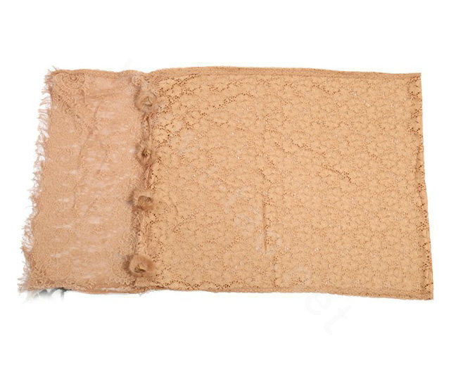 High-end Fashion long flower scarf shawl women warm lace mink wrap scarves - Khaki