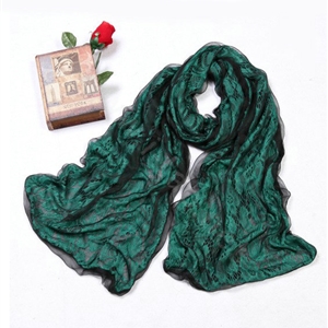 High-end Fashion long scarf shawl women warm silk lace wrap scarves - Green