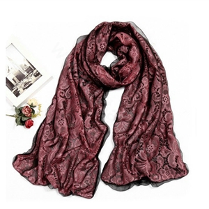 High-end Fashion long scarf shawl women warm silk lace wrap scarves - Pink
