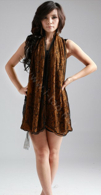 High-end Fashion long scarf shawl women warm silk lace wrap scarves - Yellow