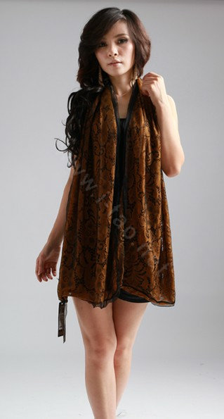 High-end Fashion long scarf shawl women warm silk lace wrap scarves - Yellow