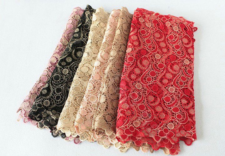 High end fashion embroidery flower lace silk scarf shawl women hollow wrap scarves - Black
