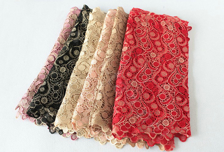 High end fashion embroidery flower lace silk scarf shawl women hollow wrap scarves - Khaki