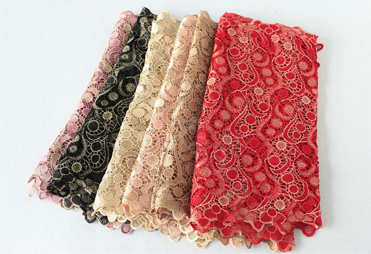 High end fashion embroidery flower lace silk scarf shawl women hollow wrap scarves - Pink