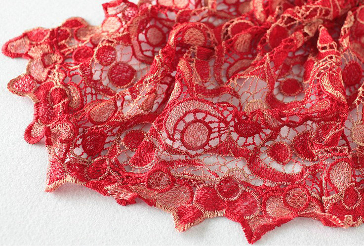High end fashion embroidery flower lace silk scarf shawl women hollow wrap scarves - Red