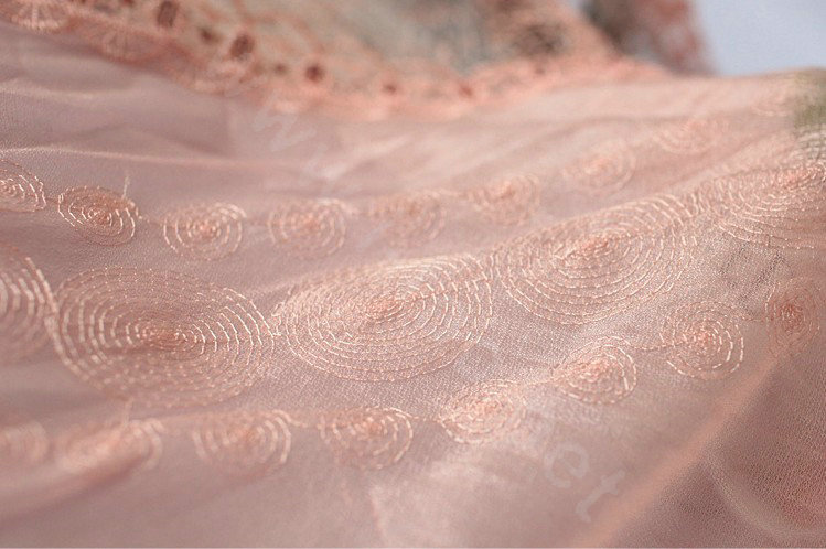 High end fashion embroidery flower lace silk scarf shawl women long wrap scarves - Pink