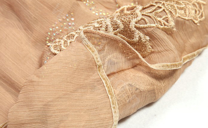 High end fashion flower triangle silk scarf shawl women soft thin wrap scarves - Khaki