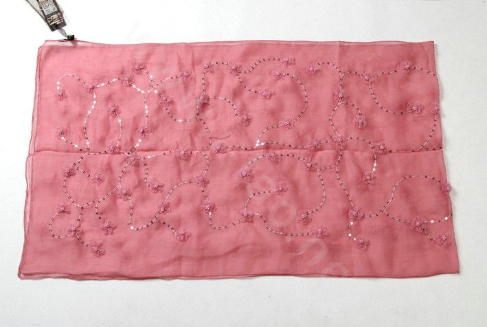 High end fashion long flower mulberry silk scarf shawl women soft wrap scarves - Pink