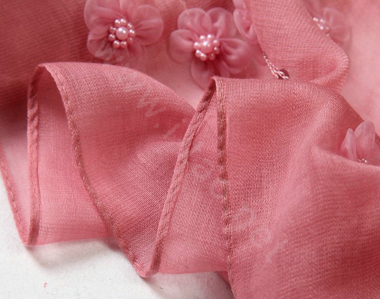 High end fashion long flower mulberry silk scarf shawl women soft wrap scarves - Pink