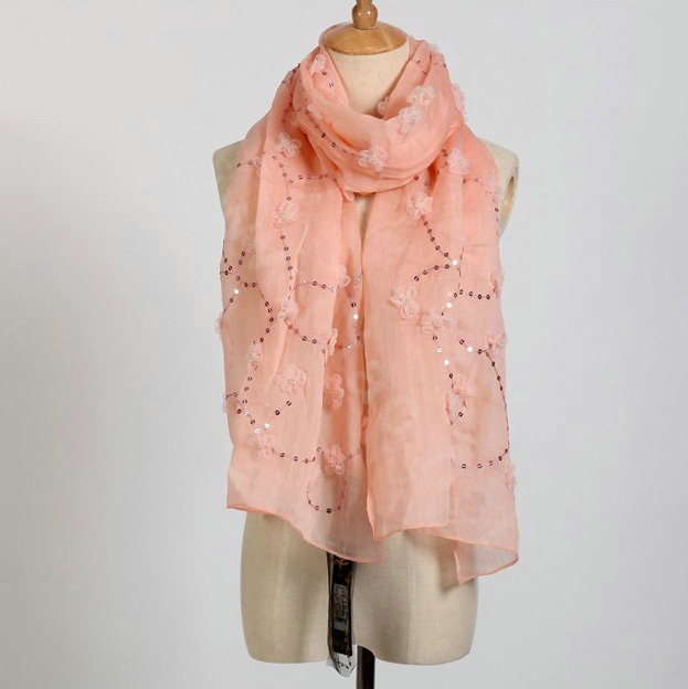 High end fashion long flower mulberry silk scarf shawl women soft wrap scarves - light pink