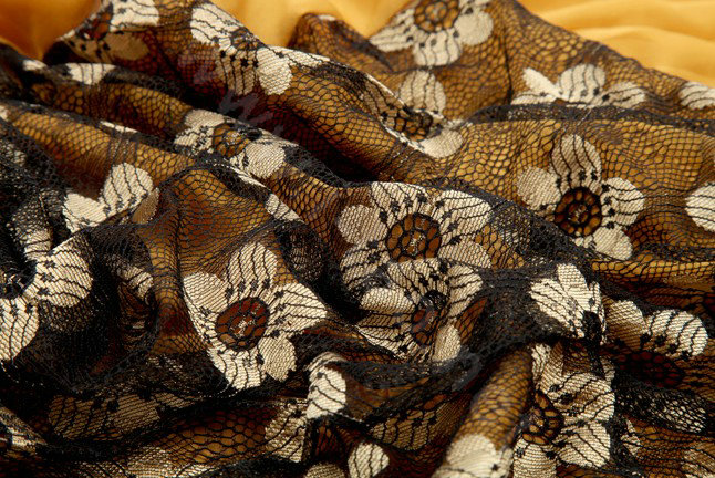 High-end fashion long flower scarf shawl women warm lace chiffon wrap scarves - Yellow