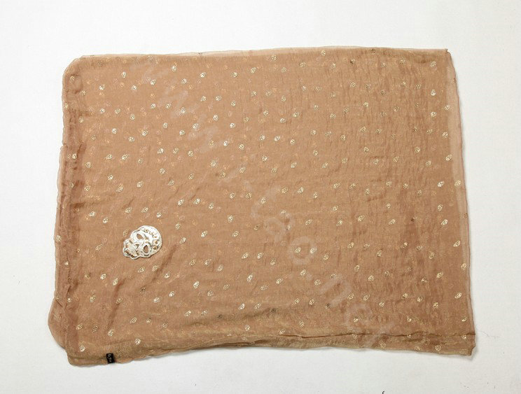 High end fashion long silk skull scarf shawl women warm wrap scarves - Khaki
