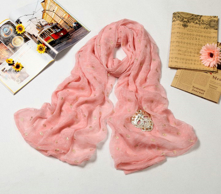 High end fashion long silk skull scarf shawl women warm wrap scarves - Pink
