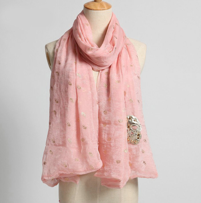 High end fashion long silk skull scarf shawl women warm wrap scarves - Pink