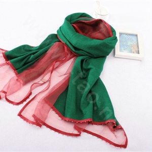 High-end fashion women 100%silk long soft two layer warm scarf shawl wrap - Green