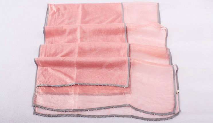High-end fashion women 100%silk long soft two layer warm scarf shawl wrap - Pink