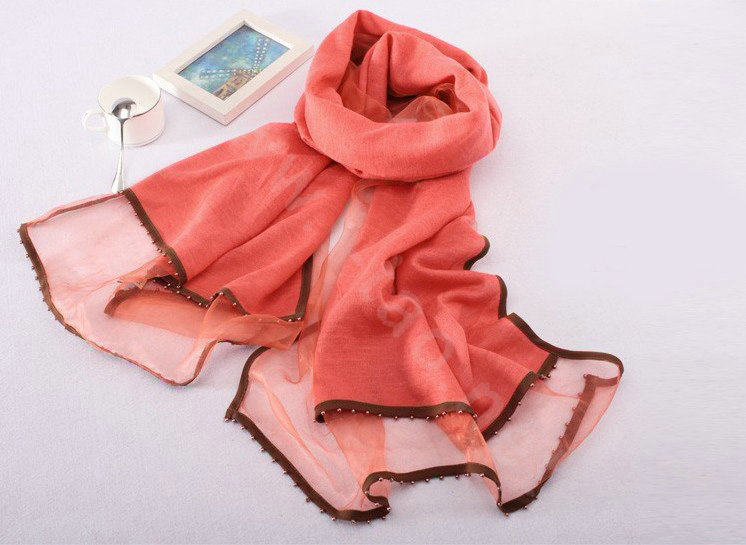 High-end fashion women 100%silk long soft two layer warm scarf shawl wrap - Red