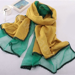 High-end fashion women 100%silk long soft two layer warm scarf shawl wrap - Yellow
